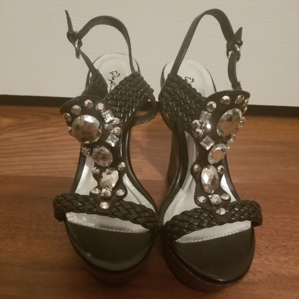 Black + brown blinged out wedges
